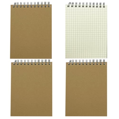 JOYISEN A6 Spirale Notizblock 4 Stück Kleines A6 Notizbuch Kariert 80 Blätt/160 Seiten Notizheft A6 Journal Tagebuch Schreibblock Zeichenblock für Büro und Schule (Beige) von JOYISEN