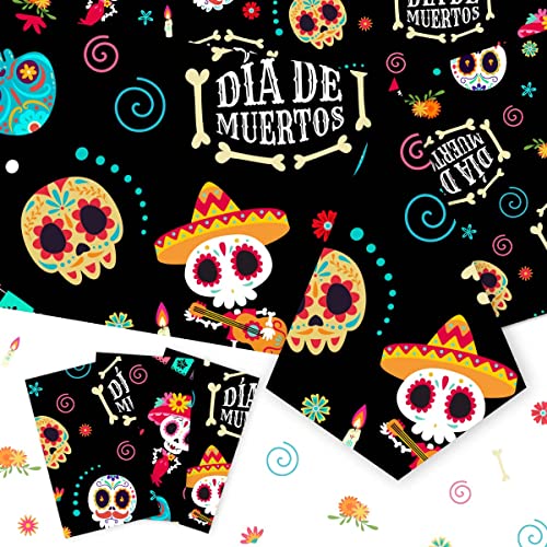 JOYMEMO Dia De Los Muertos Tischdecken Motiv: Tag der Toten, Zuckerschädel, mexikanische Party-Dekorationen, 3 Stück von JOYMEMO