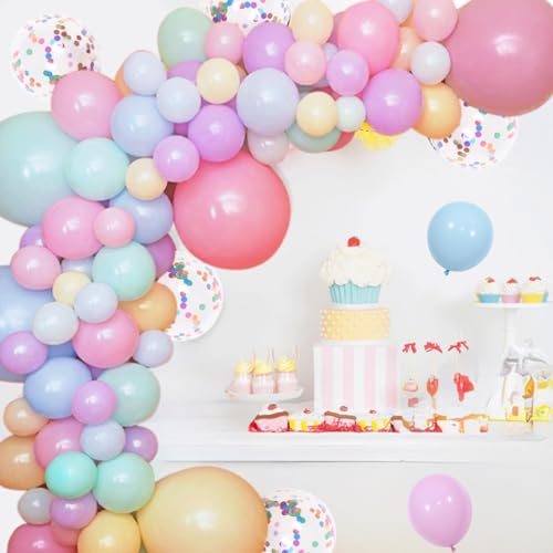 Candy Ballon Girlande und Arch Kit - Candyland Party Dekorationen mit Pastell Macaron Lollipop Ballons für Weihnachten Urlaub Candy Theme Baby Shower Birthday Party Supplies von JOYMEMO