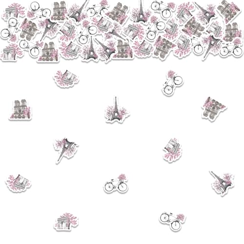 JOYMEMO 200Pcs Paris Thema Konfetti, rosa Blumen Paris Tabelle streut Dekorationen, Paris Thema Geburtstag Baby Dusche Hochzeit Braut Dusche Französisch europäischen Städten Reise Party Dekoration Zub von JOYMEMO