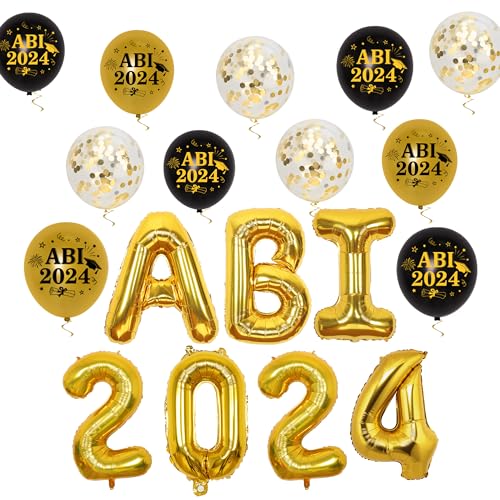 JOYMEMO 2024 Graduation Balloon Decoration for High School Students, 2024 ABI Black Gold Balloons High School Graduation Balloons, ABI 2024 Graduation Balloons Photography Background Party Supplies von JOYMEMO