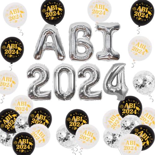 JOYMEMO ABI 2023 Deko Abschlussfeier Dekorations 2023 ABI Luftballon Black White Abitur Abschluss Schulabschluss Feier Party Dekoration ABI 2023 Abschlussfeier Ballon f¨¹r Gymnasiast von JOYMEMO