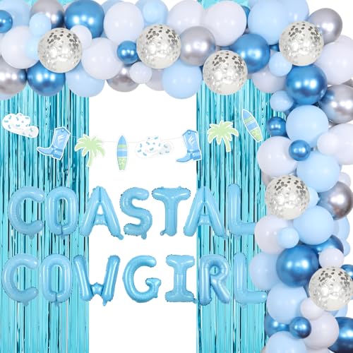 JOYMEMO Coastal Cowgirl Bachelorette Dekorationen, Western Cowgirl Ballons Girlande Kit mit Coastal Cowgirl Ballon Banner, Folie Fransen für Last Toast On The Coast Bach Party Supplies von JOYMEMO