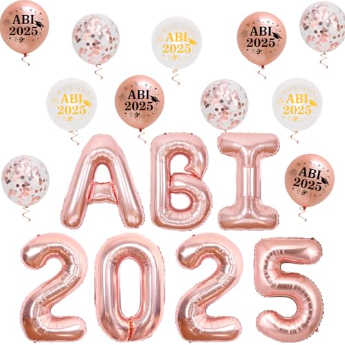 JOYMEMO Klasse von 2025 Glückwünsche Ballons Dekoration für High School Studenten, 2025 ABI Rosa Gold Grad Party Luftballons, ABI 2025 Graduation Ballons Fotografie Hintergrund Party Supplies von JOYMEMO