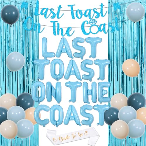 Last Toast On The Coast Bachelorette Decorations, Last Toast On The Coast Banner, Sash, Foil Fringe Curtains, I Do Wine Glass Balloons, Bachelorette Party Supplies von JOYMEMO