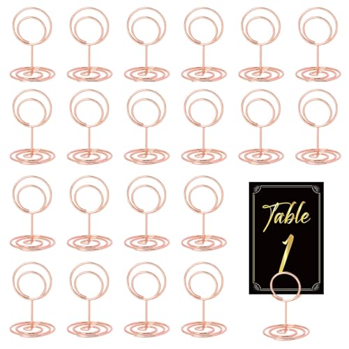 JOYOLA 20 Stück Tischkartenhalter Roségold Tischkartenhalter Runder Tischnummernhalter Gold Tischnummer Halter Fotohalter Mini Tischkartenhalter für Hochzeiten, für Hochzeiten, Jubiläen, Partys von JOYOLA