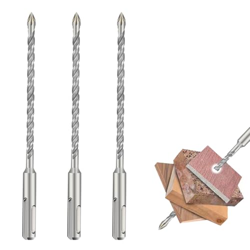 JOYOLA 3 Stück SDS Bohrer, 6mm x 160mm SDS Plus Hammerbohrer, Betonbohrer, Steinbohrer Set, Hammerbohrer mit 4 Hartmetall Schneiden Ideal zum Bohren in Stein, Beton, Naturstein, Ziegelmauer von JOYOLA