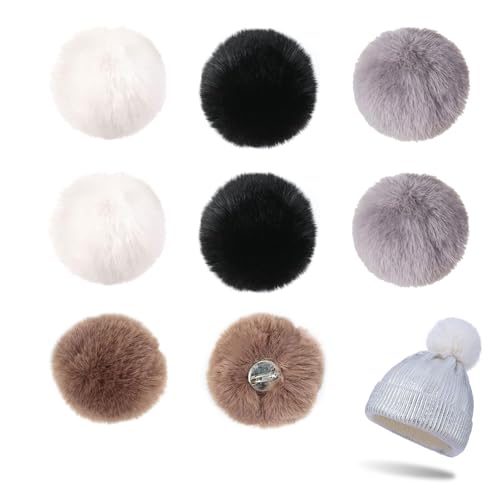 JOYOLA 8 Stück Kunstfell Pompon Bommel Flauschig, Kunstfell Bommel, Kunstpelz Pom Pom Ball DIY-Kunstpelz-Pompons Pompoms Plüschbälle Flauschigen für Mützen Schuhe Schals Taschen Schlüsselanhänger von JOYOLA