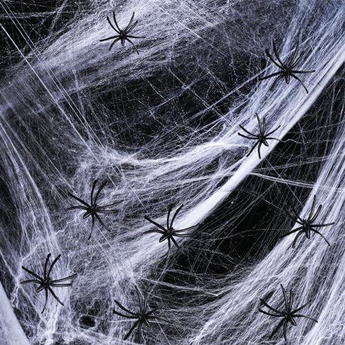 Spinnennetze Set inkl. 40 Spinnen Halloween Deko von JOYSAL