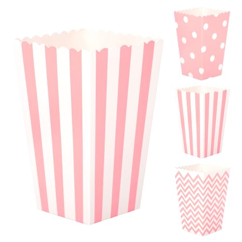 26 Stück kino Popcorn Boxen Popcorntüten Rot Klein Candy Container, Papier Pappe Weiß Snack für Partysnacks Bonbons Geschenktüten Weihnachten, Popcorn Tüten, Rosenstreifen Popcorntüten, Popcorn Eimer von JOYSKY