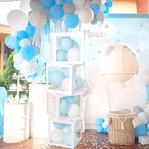 Babyparty Deko Mädchen Junge, 4 Stück Baby Boxen Deko Ballonbox Transparent mit 4 Buchstaben BABY Baby Shower Deko Girl Boy für Gender Reveal Party 1. Geburtstag Hochzeiten von JOYSKY