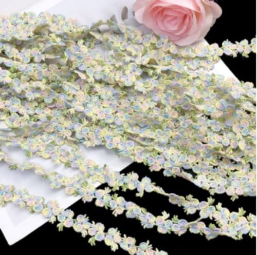 JOZMMZEOOA 5 Yards/4.57 Meter Spitzenband,Blumen Borten und Bänder Nähen Bordüre Stoff Spitzenborte Blumen Selbstklebende Bordüre,für Bänder Basteln Deko Adventskranz Geschenkpapier Hochzeit (Grün) von JOZMMZEOOA