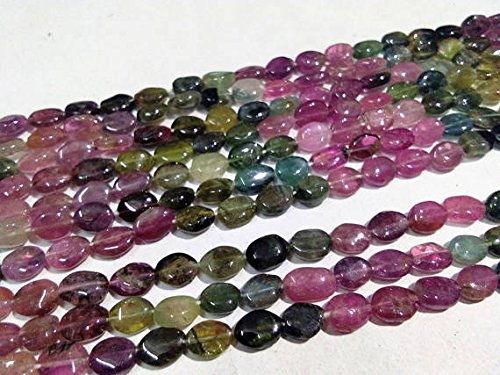 JP_BEADS Natürlicher Tormalin-Edelstein, 5 x 7 bis 6 x 8 mm, einfarbig, ovale Perlen, Turmalin-Edelstein-Perlen, Hals-Schmuck, 34,3 cm Strang von JP_BEADS