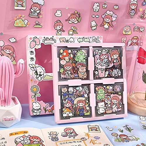 JPGhaha 100 Blätter Weihnachten Kawaii Sticker Cartoon Cute Niedliche Aufkleber PET Transparent Dekorative Sammelalbum-Aufkleber Niedliches Cartoon Mädchen Aufkleber für DIY Sammelalbum Album von JPGhaha