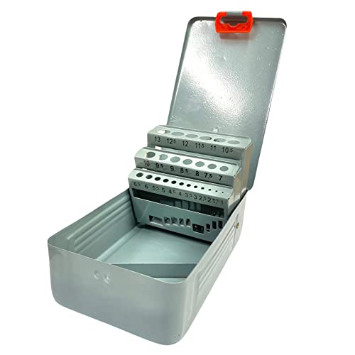 Bohrer-Organizer aus Metall, leer, harter Aufbewahrungskoffer, Werkzeugkasten für 25 Spiralbohrer, Set Größe 1 - 13 Werkzeuge, Rack Stand Organizer von JPS Trading Services