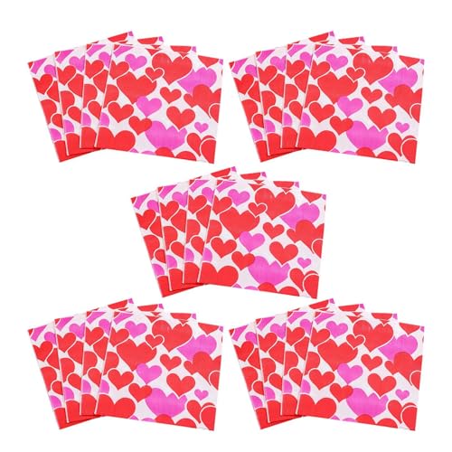 Servietten von San, Herzservietten - Papierservietten mit Liebesherzen für die San-Partys, Abendessenserviette mit Liebesherzen, exquisite Servietten für Valentinstag für Küche, Esszimmer von JPSDOWS