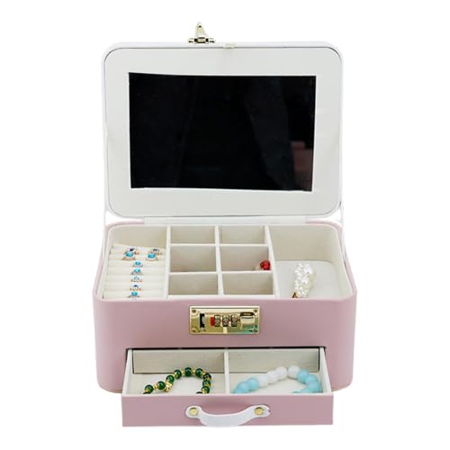 Verschließbare Schmuckschatulle,verschließbare Schmuckschatullen für Damen - Abschließbarer Aufbewahrungskoffer mit niedlichem Katzenmuster, Schmuck-Organizer-Box | Ring-Halsketten-Schmuckkästchen, Si von JPSDOWS