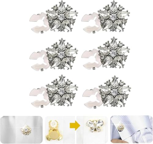 JPSSJGYH Strass-Knopfabdeckungen, Strass-Knopfabdeckungen zum Aufstecken, Strass-Knopfabdeckungen für Blusen, Strass-Knopfabdeckungen mit Clips (F) von JPSSJGYH