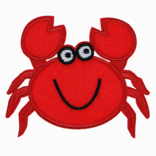 JPT - Meeresfrüchte, Krabbe, Meerestiere, Strand, niedliche Cartoon-Aufnäher, bestickt, zum Aufbügeln/Aufnähen, niedliches Logo, Patch auf Weste, Jacke, Hemd, Jeans, Kleidungstasche von JPT