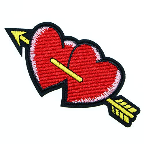 JPT - Pfeil durchbohrt durch das Herz Liebe Amor bestickte Applikation zum Aufbügeln / Aufnähen auf Patches Abzeichen Niedliches Logo Patch auf Weste Jacke Hemd Hut Jeans Kleidung Tasche (0291-IROP) von JPT