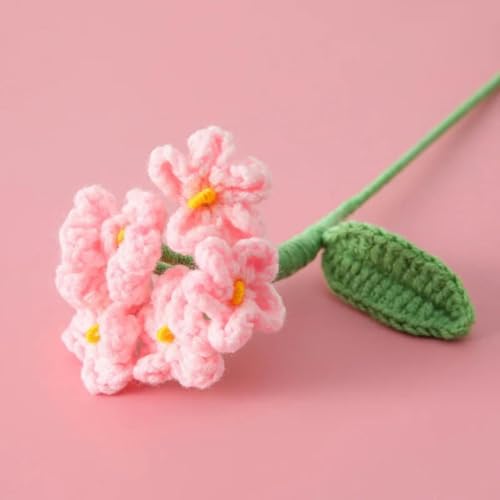 JPWNVF 1 Stück Häkelblumen Fertiger Blumenstrauß Handgewebte Gestrickte Blume Niedliche Künstliche Dekorative Blumen Hochzeit Heimdekoration-Rosa von JPWNVF