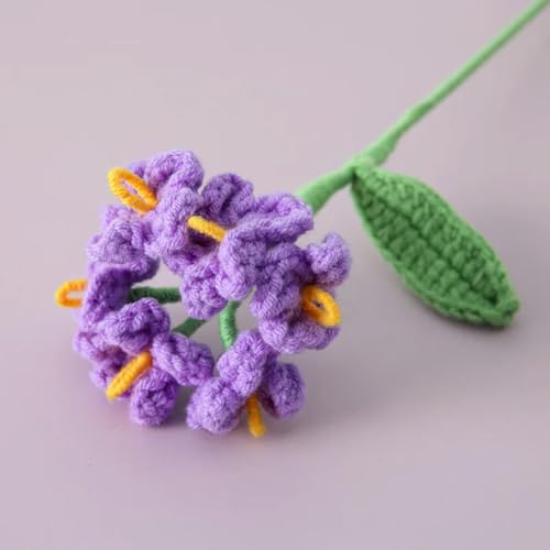 JPWNVF 1 Stück Häkelblumen Fertiger Blumenstrauß Handgewebte Gestrickte Blume Niedliche Künstliche Dekorative Blumen Hochzeit Heimdekoration-lila von JPWNVF