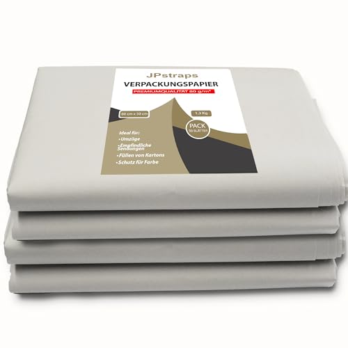 JPstraps - Packpapier 60 x 50 cm – Verpackungsmaterial für Umzug & Schutz – Packseide für Verpackung, Basteln & Quilten (50 Stück / 60 cm x 50 cm) von JPstraps