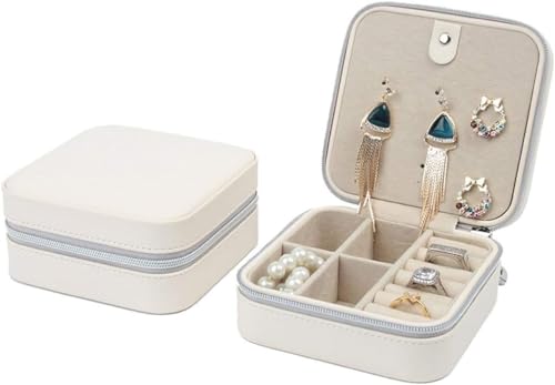 Schmuckschatulle, tragbare Reise-Schmuck-Display-Aufbewahrungsbox, Ringe, Ohrringe, Halskette, kleine Schmuck-Organizer-Box für Frauen und Mädchen, Geschenk, Schmuckschatulle (Farbe: Schmuckschatulle von JQQJZLC