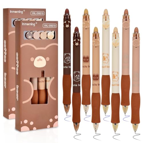 JRDFHT 8 Stück Radierbarer Kugelschreiber mit Radiergummi, Gelschreiber Radierbar, Tintenroller Radierbar, Blau und Schwarze 0.5mm Erasable Pen Set für Kinder Geschenk, Erwachsene Büro von JRDFHT