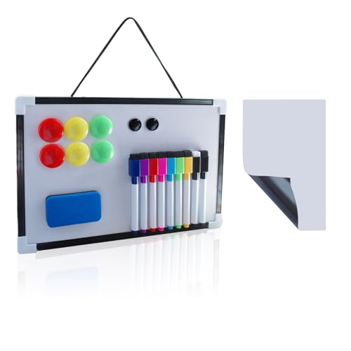 JRJRN Whiteboard-Set, trocken abwischbar, doppelseitig, tragbar, mit trocken abwischbaren Stiften, Radiergummi, Magneten, Whiteboard-Magnetboard für Klassenzimmer, Zuhause, Büro, 20 cm x 29,8 cm von JRJRN