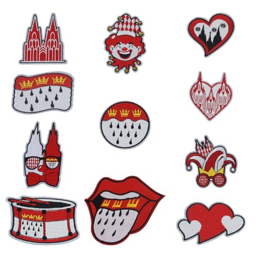 10 Stück Kölner Karneval Bügelflicken,Bügelbilder Karneval, Rot Weiß Süße Bestickte Reparaturflicken, Applikationen für Kleidung, Hosen, Hüte, Jeans, Nähen, Bastelzubehör 10 Stück Kölner Karneval Bügelflicken,Bügelbilder Karneval, Rot Weiß Süße Bestickte Reparaturflicken, Applikationen für Kleidung, Hosen, Hüte, Jeans, Nähen, Bastelzubehör von JRSHIRLEYLTD