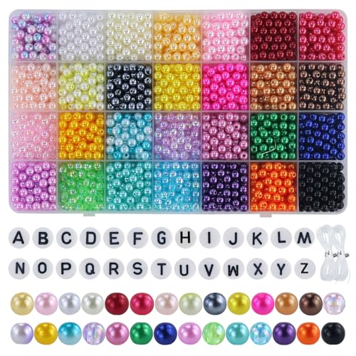 1960PCS Perlen, 6mm 28 Farben Multicolor lose Perlen für Handwerk mit Löchern für die Schmuckherstellung, kleine Füllstoff Perlen für die Herstellung von Armband Halskette Ohrringe von JRSHIRLEYLTD