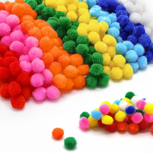 500 Stück bunte Pompons 10 mm kleine Pompons, Mini-Filzkugeln, flauschige Kugeln, mehrfarbig, DIY, kreatives Handwerk für Partydekoration, Girlanden, Quasten, Haar-Accessoires von JRSHIRLEYLTD