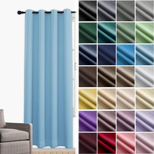 JRUI VerdunklungsvorhäNge 1er Set Thermovorhang Gegen KäLte Und Hitze mit öSen Curtains Living Room Blickdichte VorhäNge LäRmschutzvorhang für Schlafzimmer Kinderzimmer 260 x 200cm (HXB) Hellblau von JRUI