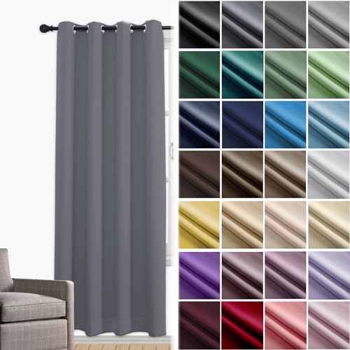 JRUI VerdunklungsvorhäNge 1er Set Thermovorhang Gegen KäLte Und Hitze mit öSen Curtains Living Room VorhäNge Blickdicht LäRmschutzvorhang für Schlafzimmer Kinderzimmer 120 x 200cm (HXB) Dunkelgrau von JRUI