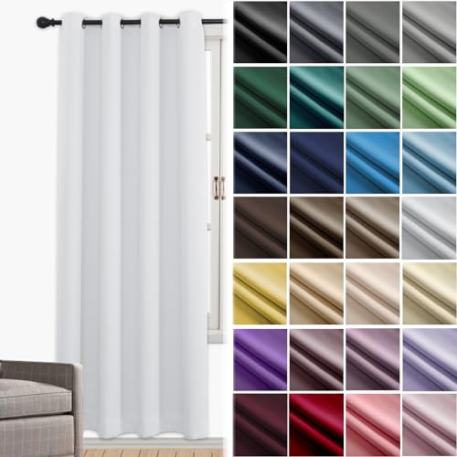 JRUI VerdunklungsvorhäNge 1er Set Thermovorhang mit öSen Curtains Living Room VorhäNge Blickdicht Schallschutz Vorhang für Wohnzimmer Kinderzimmer Schlafzimmer 140 x 120cm (HXB) Weiß von JRUI