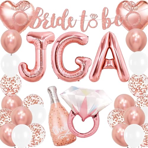 Jga Deko, Bride To Be Deko, 24 Stück Junggesellenabschied Frauen Deko mit Konfetti Luftballons Banner Folienballons, Jga Accessoires Frauen für Junggesellenabschied Mädelsabend Braut Party Deko von JRYBXS