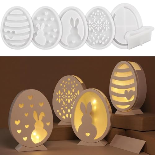 Silikonform Ostern, Ostern Deko, 6 Stück Kaninchen Silikonformen Gießformen Ostern, Gipsformen für Ostereier für Ostern Deko Ostern Geschenke Kinder Ostern Basteln Kinder(6) von JRYBXS