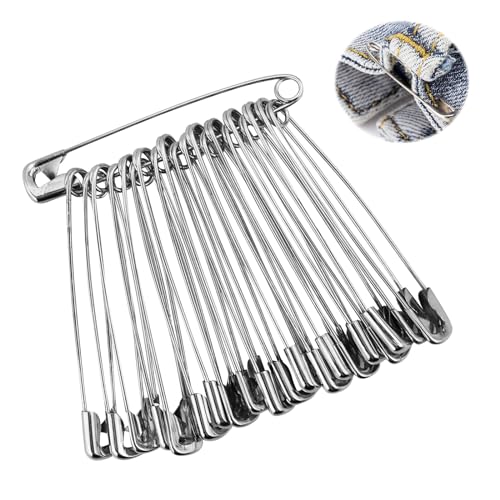 JRYGAC 30 Stück Sicherheitsnadeln, 85mm Extragroß Rostbeständig Sicherheitsnadel, Heavy Duty Sicherheitsnadel, Große Sicherheitsnadeln, Safety Pins, Sicherheitsnadeln für Kleidung Kunsthandwerk Nähen von JRYGAC