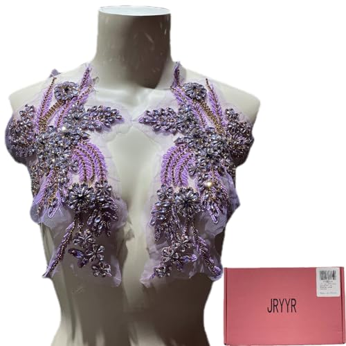 JRYYR Handgefertigte violette Applikation, Strassapplikation für Kleider, Kleidungsstücke, Röcke, Taschen, Schmuck und andere dekorative Accessoires (Lila-14) von JRYYR