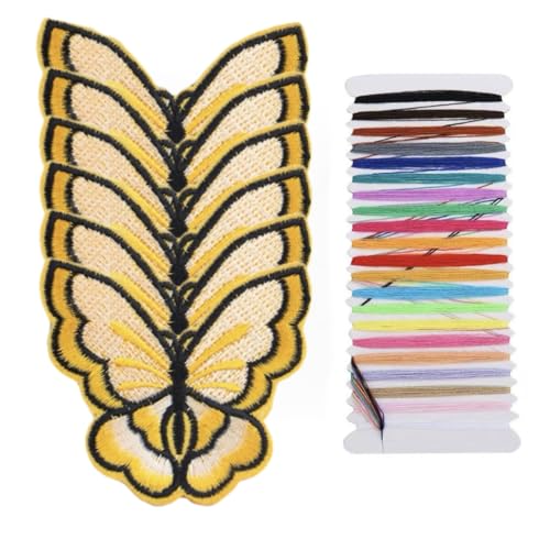 Multicolor 7,2 * 7 cm 6 Schmetterling Stickerei Applikation Aufbügler Patches für Kleidung, Rucksäcke, Handtuch Stickerei, Taschen, Accessoires und andere dekorative Applikationen (Gelb) von JRYYR