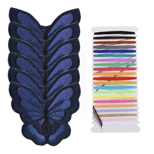 Multicolor 7,2 * 7 cm 6 Schmetterling Stickerei Applikation Aufbügler Patches für Kleidung, Rucksäcke, Handtuch Stickerei, Taschen, Accessoires und andere dekorative Applikationen (Marine) von JRYYR