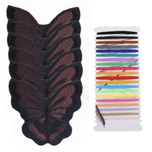 Multicolor 7,2 * 7 cm 6 Schmetterling Stickerei Applikation Aufbügler Patches für Kleidung, Rucksäcke, Handtuch Stickerei, Taschen, Accessoires und andere dekorative Applikationen (Schwarz) von JRYYR