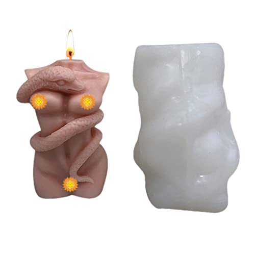 JS MOLD Frau Silikon Kerzenform, Schlange um den menschlichen Körper gewickelt Silikon Gießformen,3D Silikonform Torso Body Candle Mold Für Die Herstellung Der Duftkerze Schokolade von JS MOLD