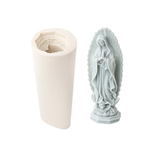 JS MOLD Kerze Silikonform 3D Heilige Maria Silikonform Kerzengießform 3D Madonna Maria Mutter Gottes Epoxidharz Formen Gießform Für Kerzen Machen, Statue, Handwerk Ornamente (01#) von JS MOLD