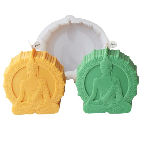 JS MOLD Kerzen Silikonform,Silikonformen Gießformen Kerzen,DIY 3D Buddha Figuren Kerzen Gießen Form,Kerzen-gießform für Herstellung von Kerzen, Kunsthandwerk von JS MOLD