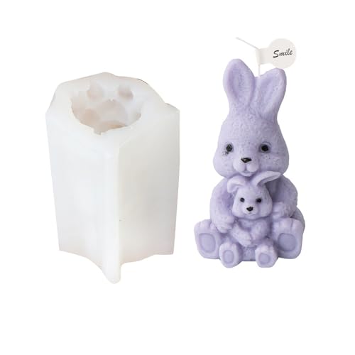 JS MOLD Silikonformen Gießformen Ostern,3D Osterhase Kerzenformen Seifenform,Osterhase Silikonform for Gips, Sojawachs Kerzen, Ostern Dekoration (01#) von JS MOLD