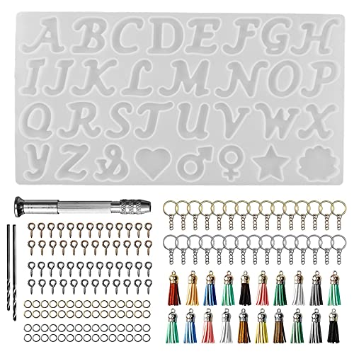 164 x Alphabet-Silikonharz-Form, Buchstabenform, Schlüsselanhänger, Harz, Schmuckform für Harz, Epoxidguss, Schlüsselanhänger-Bastel-Set von JSGHGDF