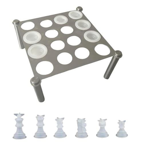 Harz-Schach-Set, Silikonform, Zubehör, Metall, Schachartikelhalter, Schachständer, Silikon-Schachformen von JSGHGDF