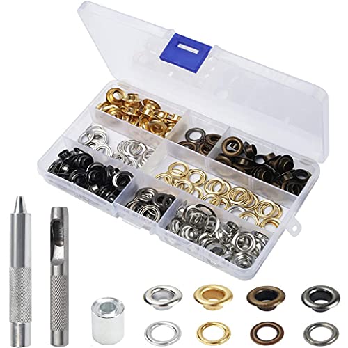 JSGHGDF 100 Sets Grommet Tool Ösen-Set Ösenzange mit Metallösen mit 3 Ösen Einstellwerkzeug Planenösen von JSGHGDF